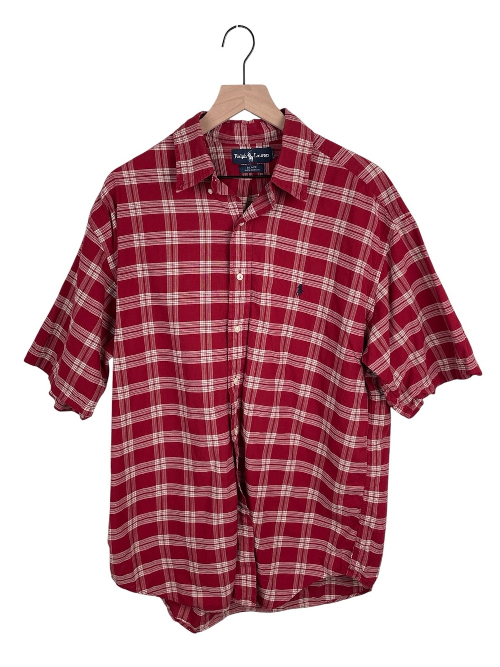 Ralph Lauren Blake Short Sleeve Red Plaid Button Down Shirt Size Large Pony Logo